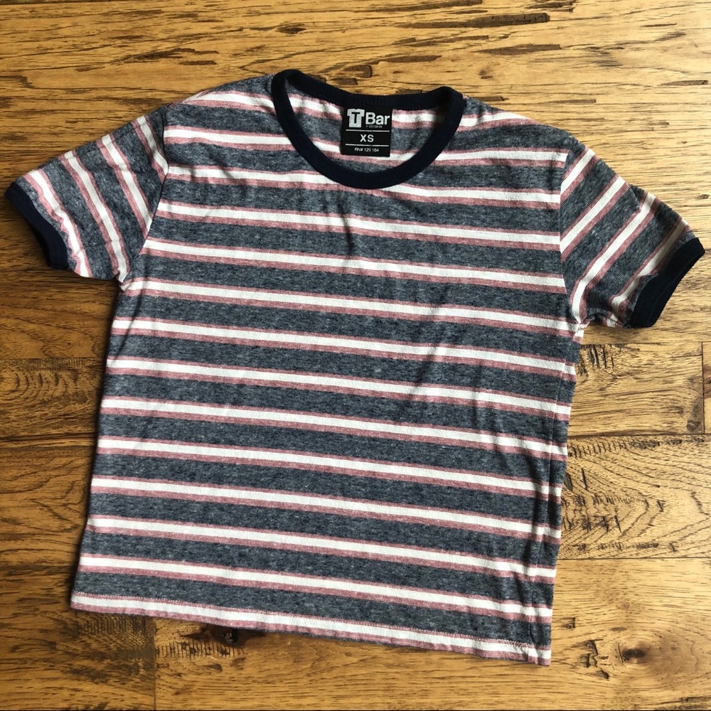 Striped T Bar T-shirt Crop Top XS